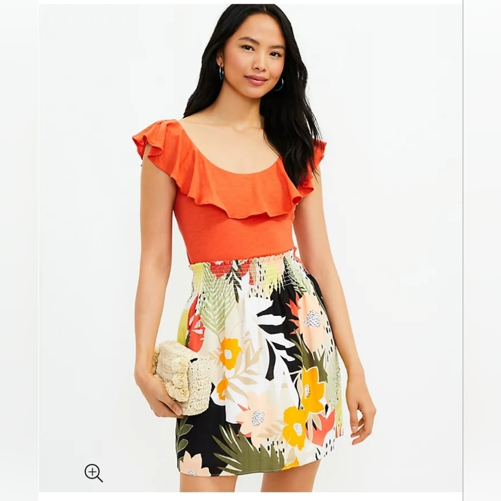 NWT LOFT TROPICAL SMOCKED SKIRT